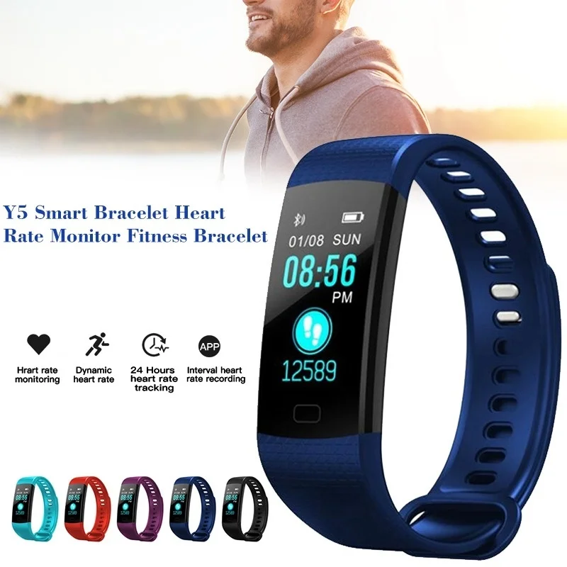

Smart Bracelet Y5 Smart Wristband Heart Rate Blood Oxygen Sleep Monitor Fitness Tracker Smart Band Color Display Sport Bracelet
