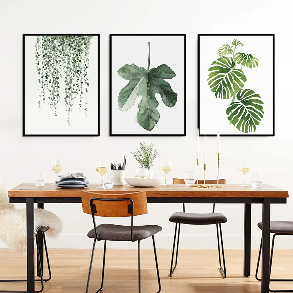 

Watercolor Tropical Plants Leaves Wall Art Canvas Posters & Prints Minimalist Painting Wall Pictures for living room Home Decor