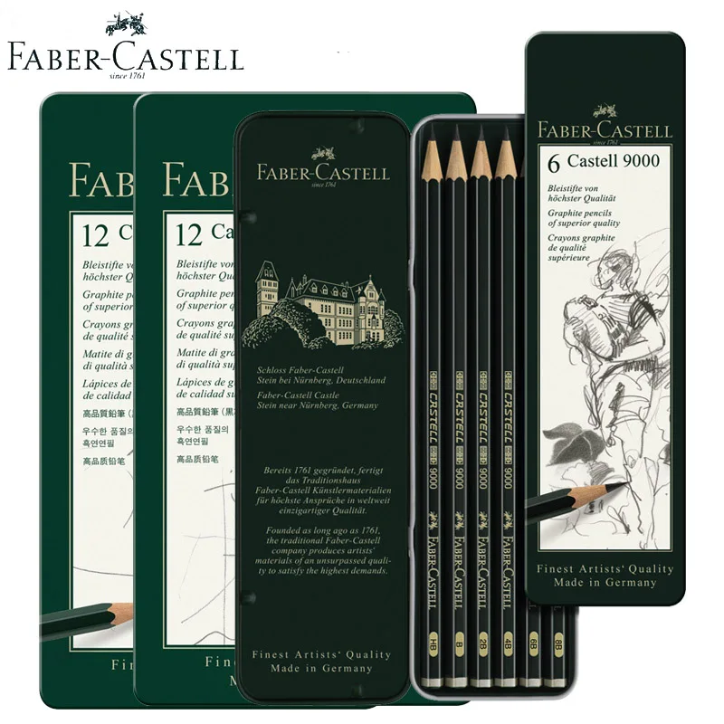 Графитовый карандаш Faber Castell 9000 6/12 шт. Олова дизайнерские лучшие художники
