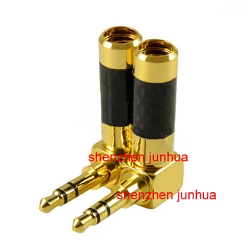 

2 DIY Audio Connector 3.5mm 3pole Carbon fiber Gold plated Connector Adapter For 4mm or 6mm Cable Free Shipping