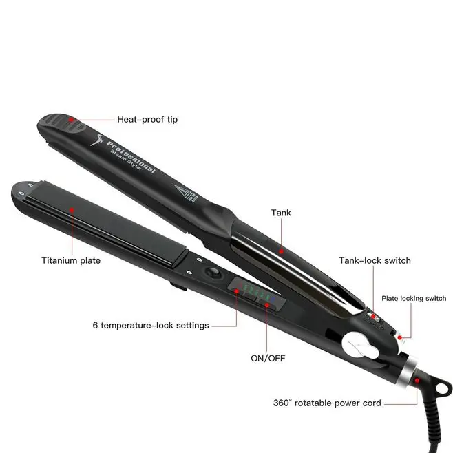 Konmison керамический паровой выпрямитель для волос бигуди Профессиональный выпрямитель паровой шов выпрямление железа вапоризатор для волос инструмент для укладки