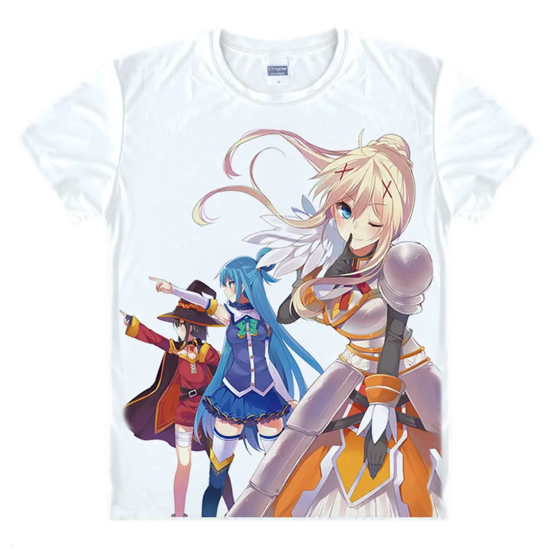 

Anime KonoSuba God's Blessing On This Wonderful World T Shirt Megumin Printed Short Sleeve T-shirt Cosplay Costume Casual Tshirt