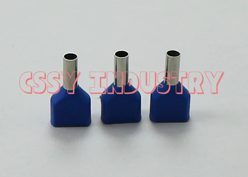 100 шт./лот TE16-14 2x16mm2 наконечник для проводов провода Медь обжимной соединитель изолированный кабель Twin контактный конец терминала - Цвет: Blue TE1614 100PCS