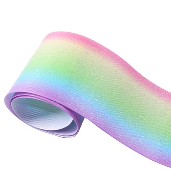 

David accessories 3" 75mm Rainbow Glitter grosgrain ribbon 50 yards,DIY handmade materials,wedding gift wrap,50Y71518