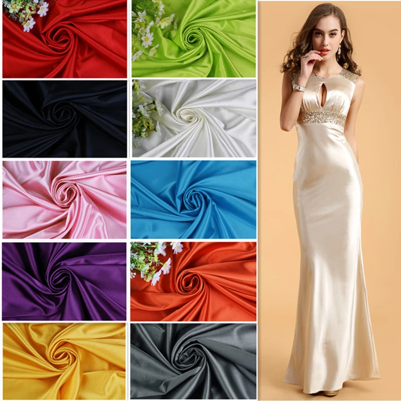 150 Cm 200 Cm Alta Desinty Raso Di Seta Tessuto Per Abito Da Sposa Abbigliamento Panno Di Seta 100 Poliestere Libero Di Trasporto Satin Fabric Silk Satin Fabricfabric For Dress Aliexpress