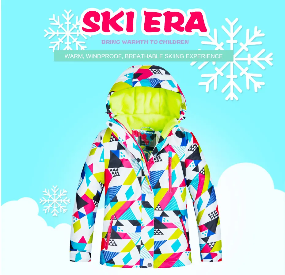 Лыжная куртка детская брендовая Высококачественная детская ветрозащитная Водонепроницаемая теплая зимняя куртка для девочек для катания на лыжах и сноуборде