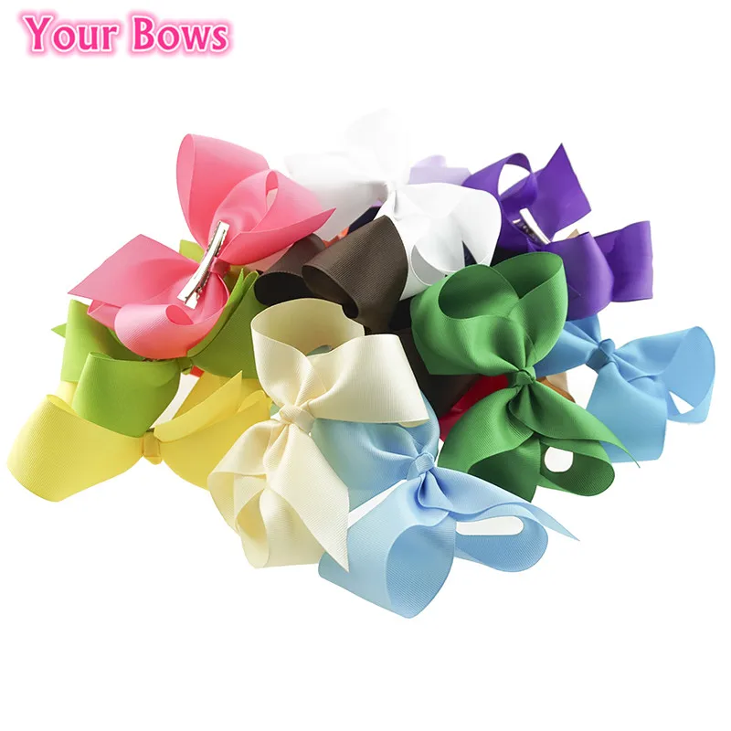 

Your Bows 20PCS/Lot 6Inch Solid Hair Bows Fastion Hair Clips Polyester Bows Hairpins Headwear Children Hair Accessories