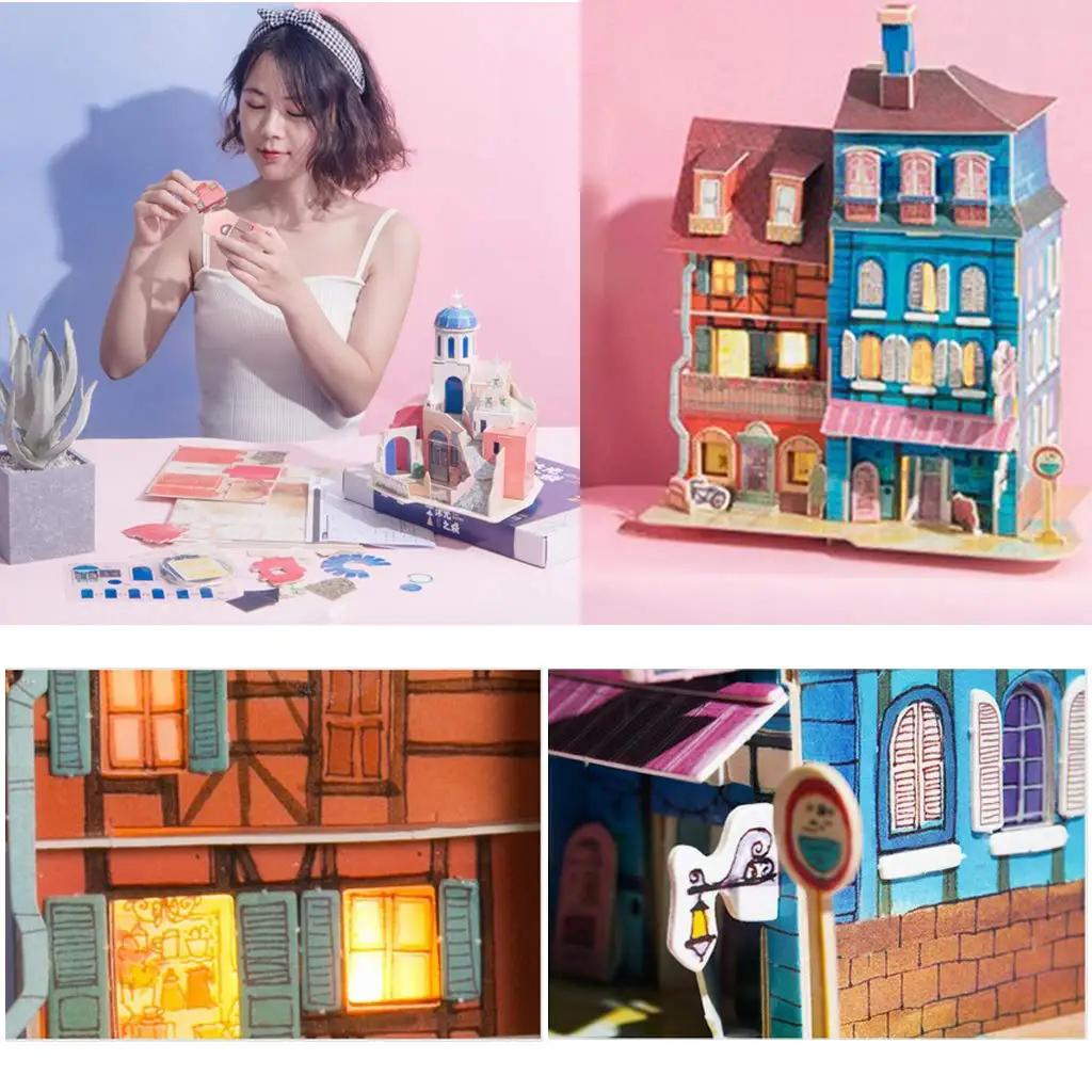 1/24 деревянный миниатюрный DIY кукольный домик Здание Модель кукольного домика украшения Развивающие игрушки Рождественский подарок для детей