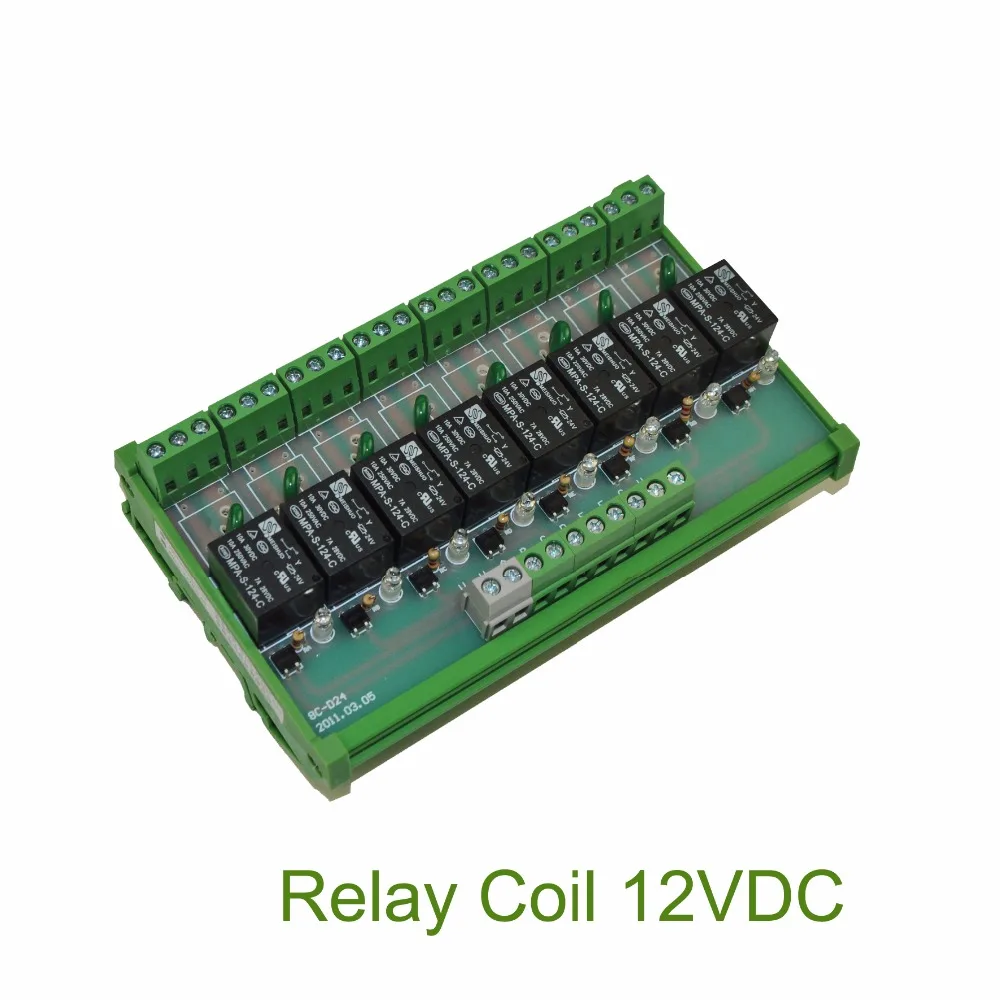 8 Channel T73 Interface Relay Module 12VDC DIN Rail Panel Mountin