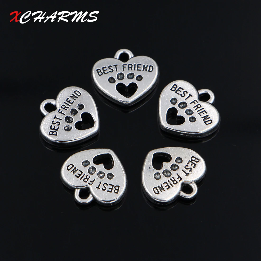 

XCHARMS 5pcs Charms Pets Dogs Paw Best Friend Animal Paw 15*15mm Antique Making Pendant fit Vintage Tibetan Silver DIY Bracelet