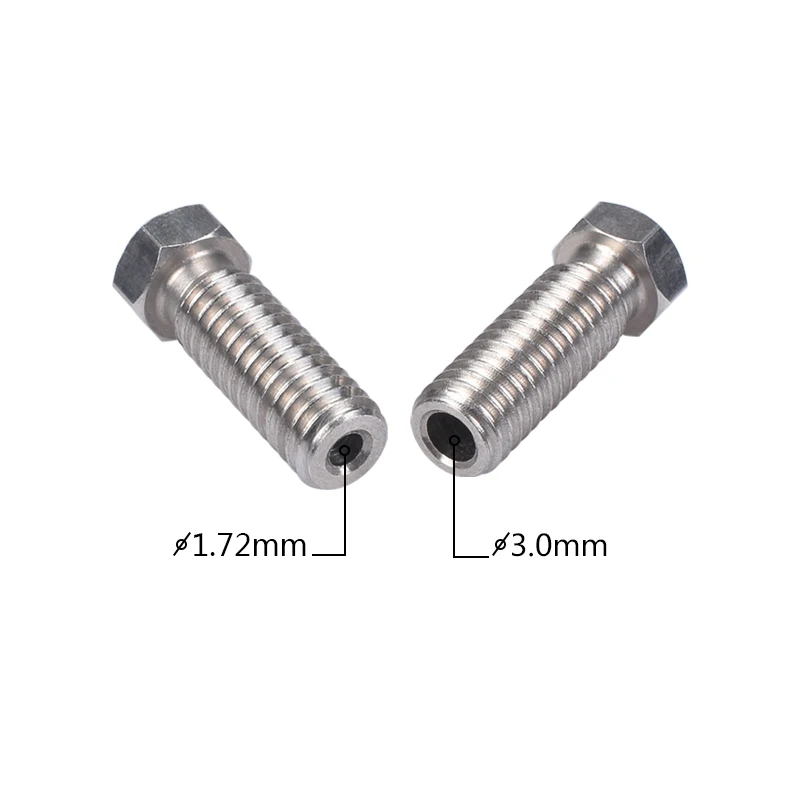 3D-принтеры Запчасти вулкан насадки из нержавеющей стали M6 насадка все металлические 0,4 мм/0,6 мм/0,8 мм/1,0/1,2 мм для 1,75 мм/3,0 мм нити