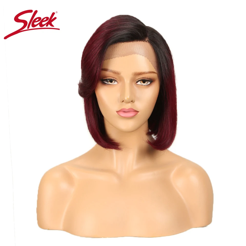 Sleek Bob Lace Front Wigs Brazilian Lace Front Human Hair Wigs For Women Human Wigs With Bangs Ombre Short Bob Wig Free Shipping