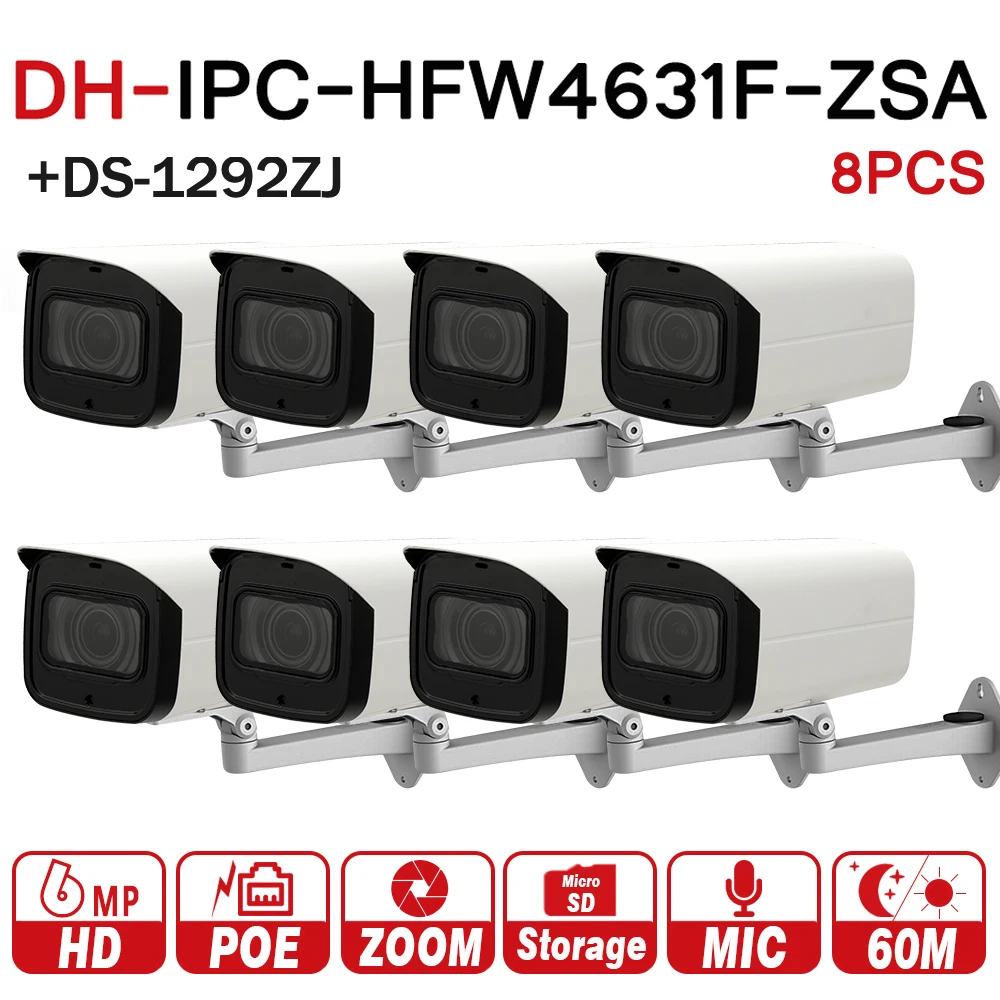 DH IPC-HFW4631F-ZSA 6MP Network IP Camera 2.7-13.5mm VF Lens Bullet 60m IR Micro SD Card Slot Built-in MIC IP67 IK10 8pcs/lot