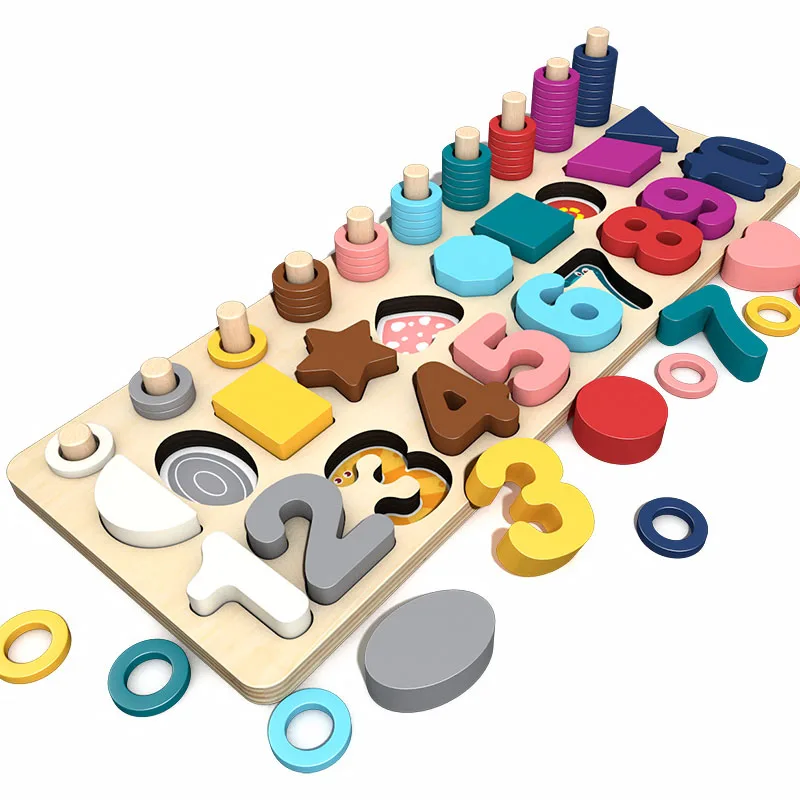 

Kids Toys Montessori Materials Teaching Educational Wooden Toys Preschool Count Digital Shape Match Math Toys For Children Gift