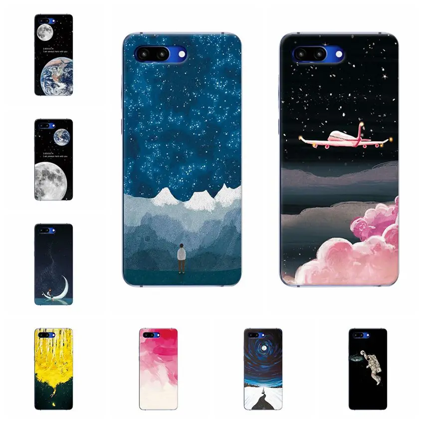 

YOUVEI Couple Fashion Phone Case For Huawei Honor 10 Earth Moon Painted Soft TPU Silicone Case Cover For Huawei Honor 10 5.84''