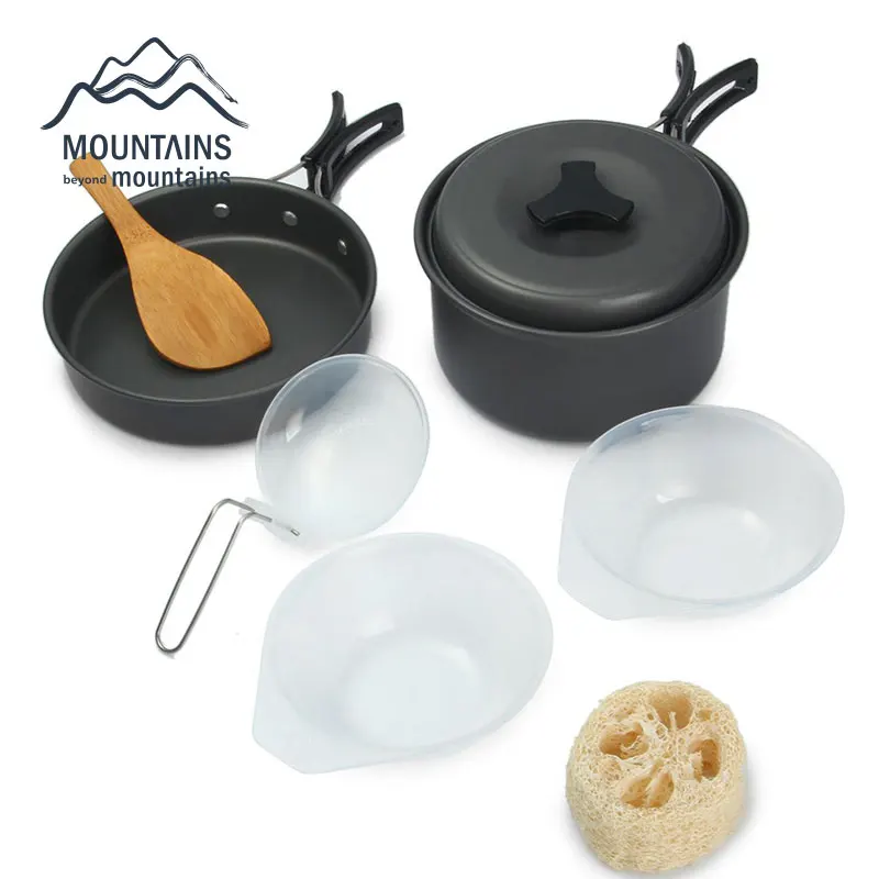 2 3 Person Outdoor Camping Hiking Cookware Picnic Bowl Pot Pan Cooking
