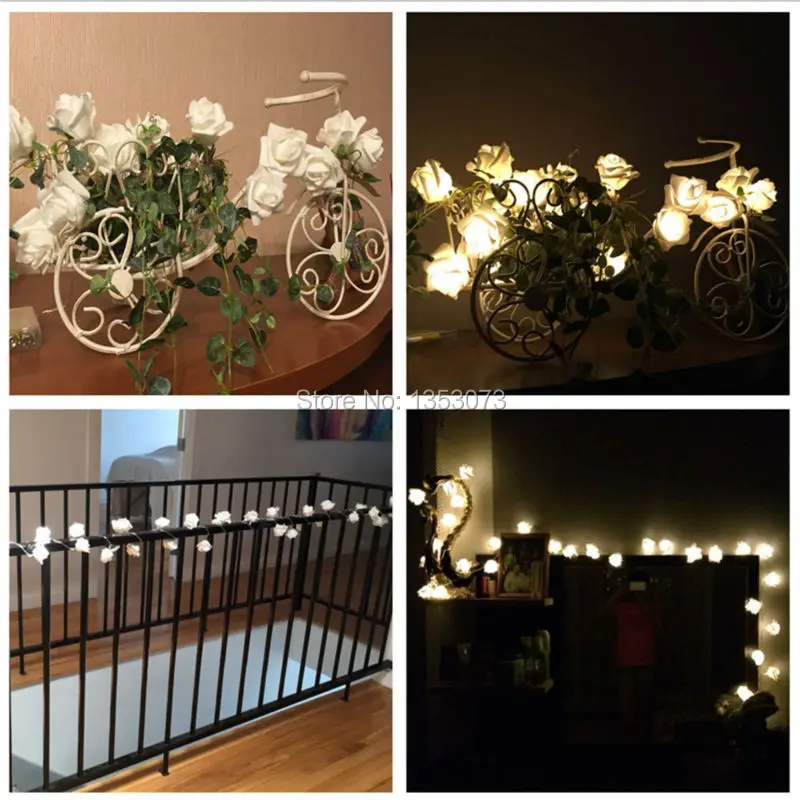Rose Multicolor LED String Lights LED Rope Christmas Garlands Holiday Light Wedding Lantern Lighting 1-4