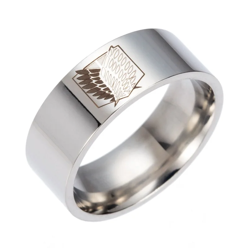 

Join.Y Ring Stainless Steel Rings Men Attack on Titan Man Cartoon Japanese Carving Silver Ring Jewelry Mens Film High Quqlity