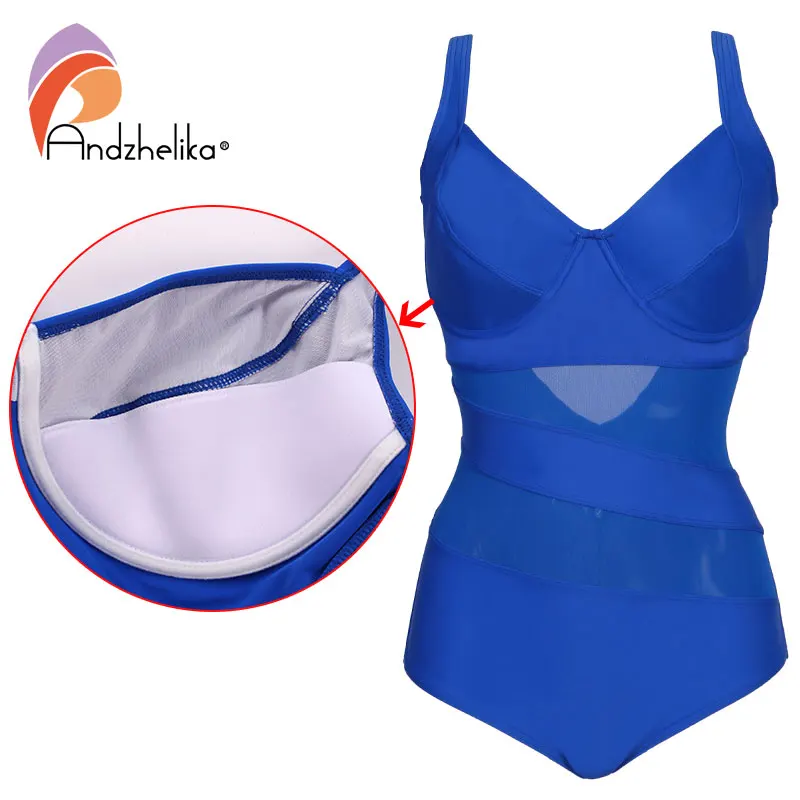 Koop Andzhelika zwart een stuk swimwear Vrouwen Mesh Bodysuit Sexy Hol