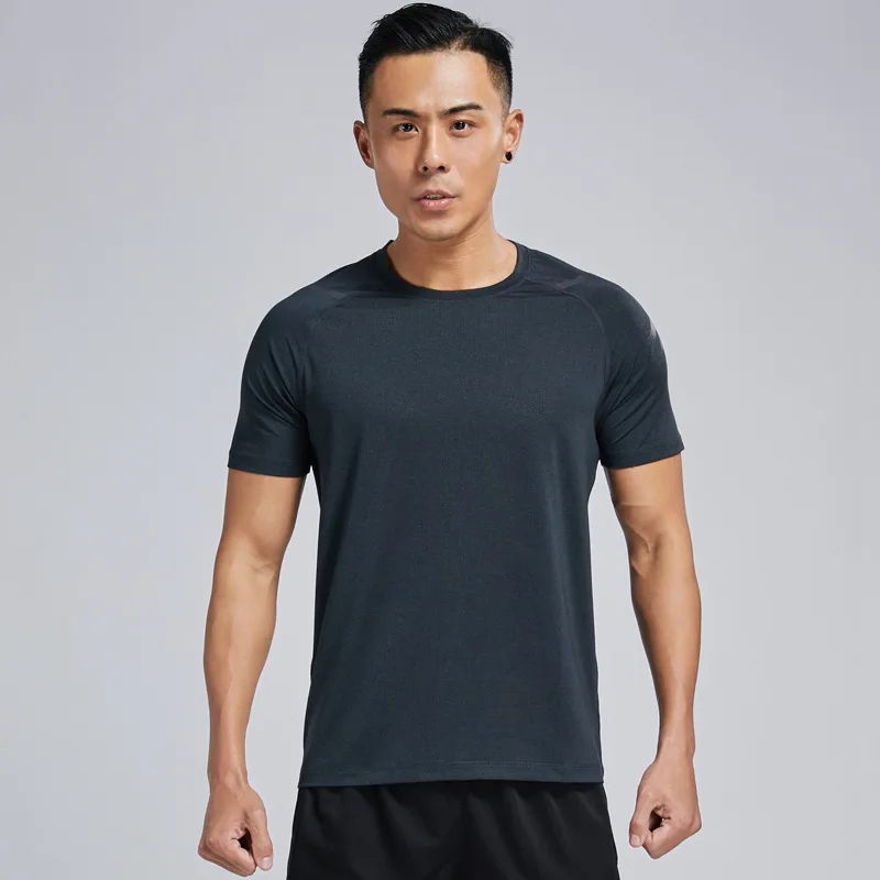 Воздухопроницаемые Рубашки мужские спортивные компрессионные рубашки с коротким рукавом для бега Летние Фитнес быстросохнущие мужские спортивные тренировочные рубашки - Цвет: Mens Running T-shirt