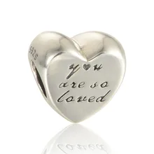 Se adapta a pandora charms pulsera 925 granos de la plata esterlina del corazón eres tan amado silver charm mujeres diy fabricación de la joyería al por mayor