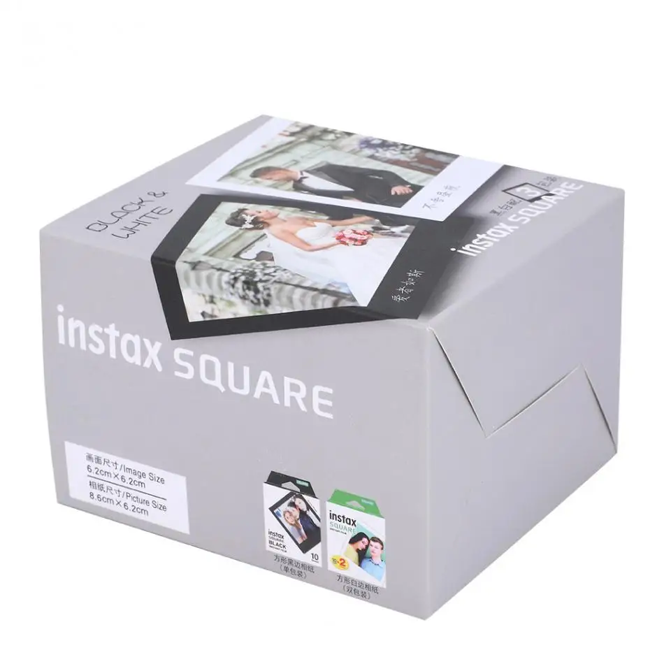 Fuji пленка Instax белого и черного цвета для камеры Fujifilm комплект 30 шт. для цифровой фотокамеры Fuji Instax SQ10/SQ6/SP-3/SQ20