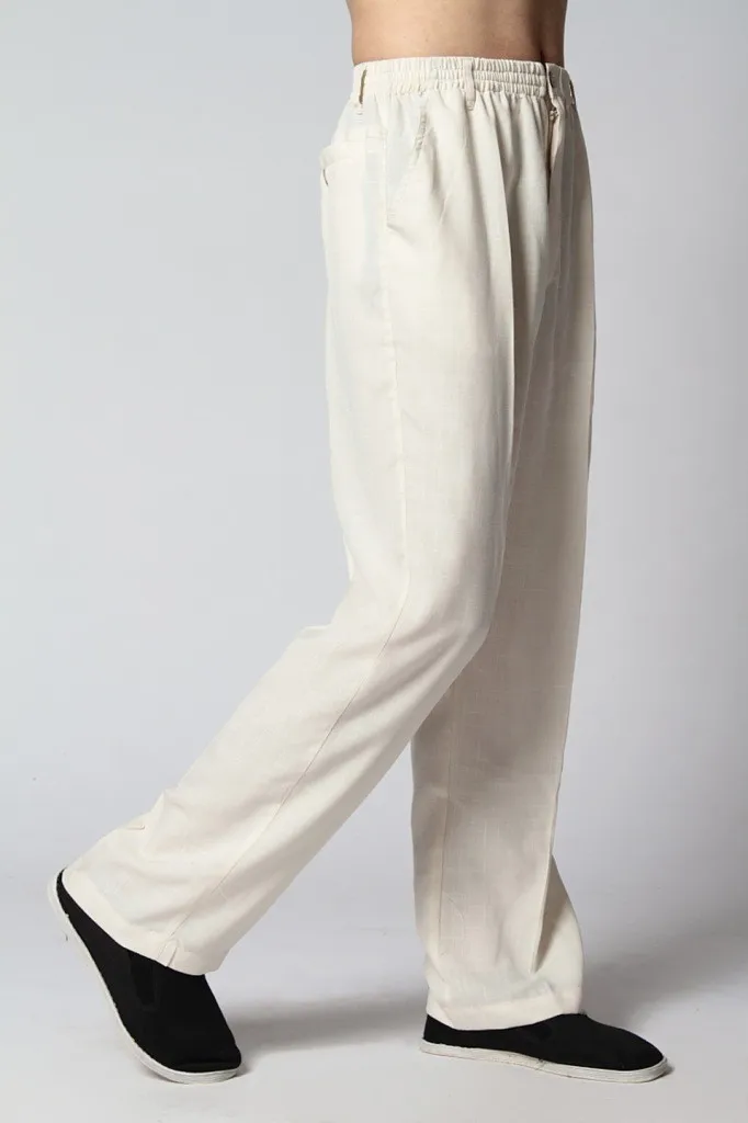 Бежевые мужские хлопковые льняные брюки для кунг-фу, брюки в традиционном китайском стиле на весну и осень, Размеры S M L XL XXL XXXL 2350-4