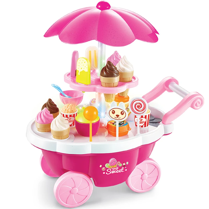 Новая 1 комплект ролевые игры игрушки 39 шт. моделирование маленькие тележки девочка мини конфеты Корзина Мороженое магазин супермаркет дети детские игрушки