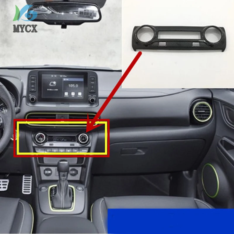 ABS хром для Hyundai Kona Kauai Encino 2019 2018 углеродное волокно Авто кнопки кондиционера