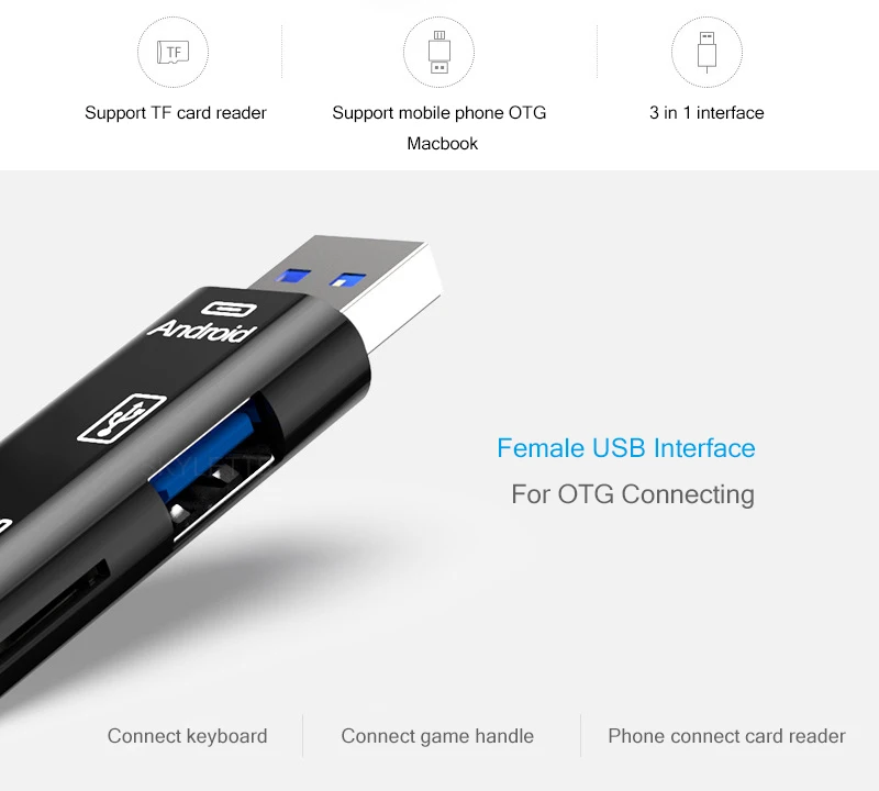 5 в 1 type-C Micro USB кард-ридер USB2.0 Женский OTG TF Micro SD кард-ридер для USB C Xiaomi 6 GALAXY S8 Macbook Pro