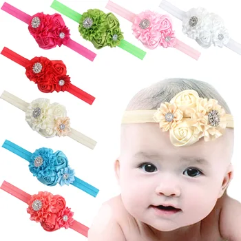 

2017 children hair accessories newborn baby rhinestone elastic Headband girls Tiara hair band Photography Props 20pcs/lot