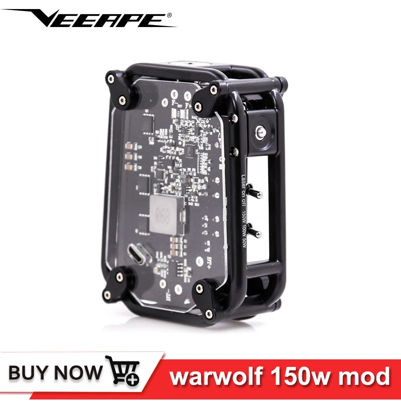 

100% Original Veeape warwolf 150W Box Mod 3500mah lithium battery 510 Thread Electronic Cigarette mod Laser Vaper Vape Kit mods