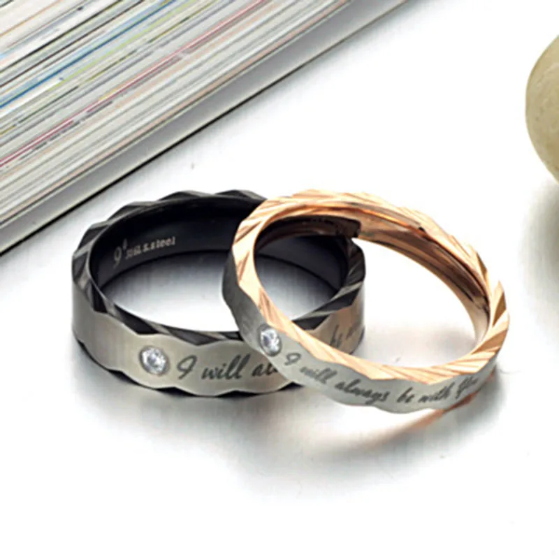 Meetcute Titanium Ring For Couple Promise Classic Print Rings Sets For Man Woman Wedding Couples Jewelry