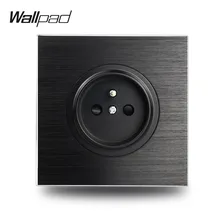 Настенная панель L6 черная атласная металлическая французская настенная электрическая розетка круглая матовая алюминиевая, 86*86 мм