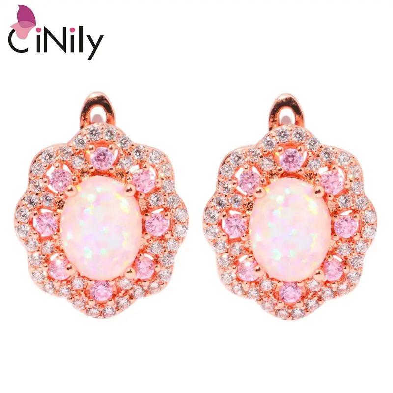 

CiNily Created Pink Fire Opal Pink Zircon Cubic Zirconia Rose Gold Color Wholesale for Women Jewelry Hoop Earrings OH3909