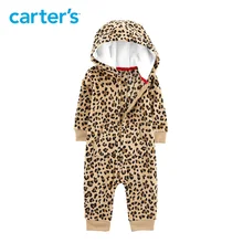 Carters Baby Boy Rompers Cheetah Hooded Fleece Jumpsuit Leopard print long sleeve hooded baby girl jumpsuit 118I725