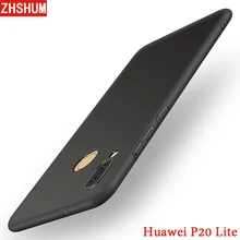 الفاخرة حافظة لهاتف huawei P20 لايت البلاستيك الصلب ماتي الجلد جراب هاتف كامل الغطاء الخلفي لهواوي P 20 لايت P20Lite حالة Fundas 5.84(China)