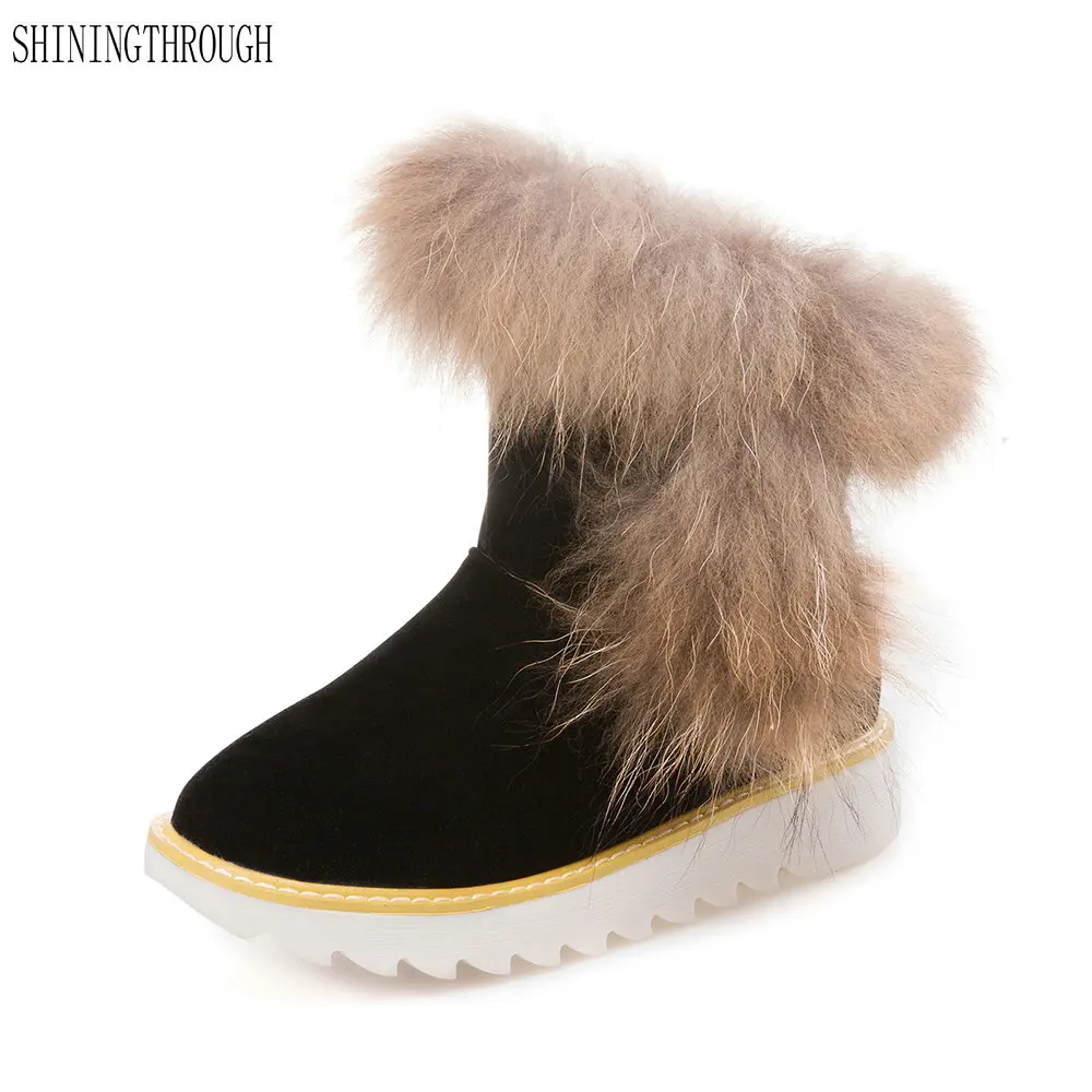 

2018 new winter snow boots thick fur inside platform shoes woman flat heel women ankle boots female shoes