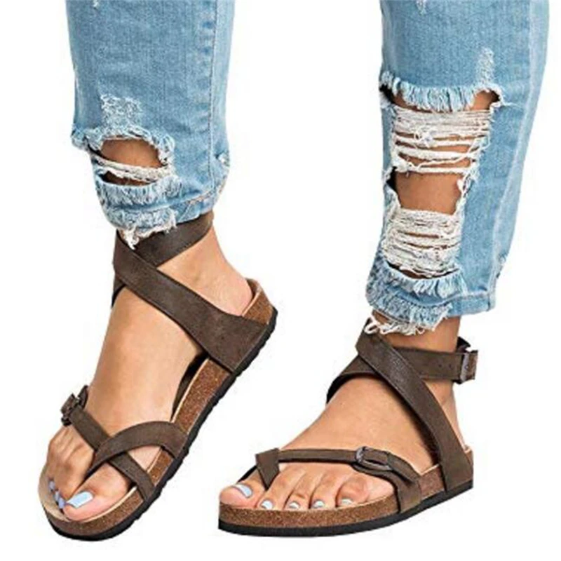 

2019 New Summer Flat Thong Sandals Women Platform Cross Toe Buckle Strap Creepers Flip Flops Lady Casual Shoes XWZ5159