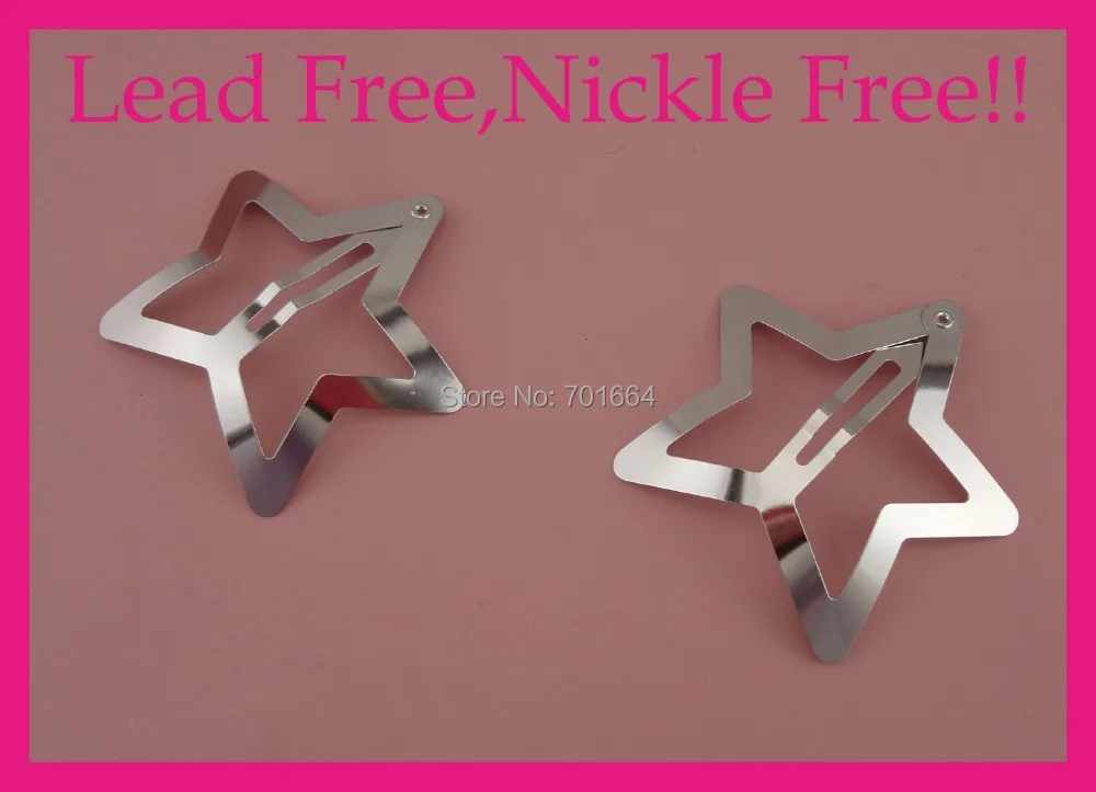 20PCS 7.0cm 2.75" Sliver Finish Plain Filigree Star Metal Snap Clips at