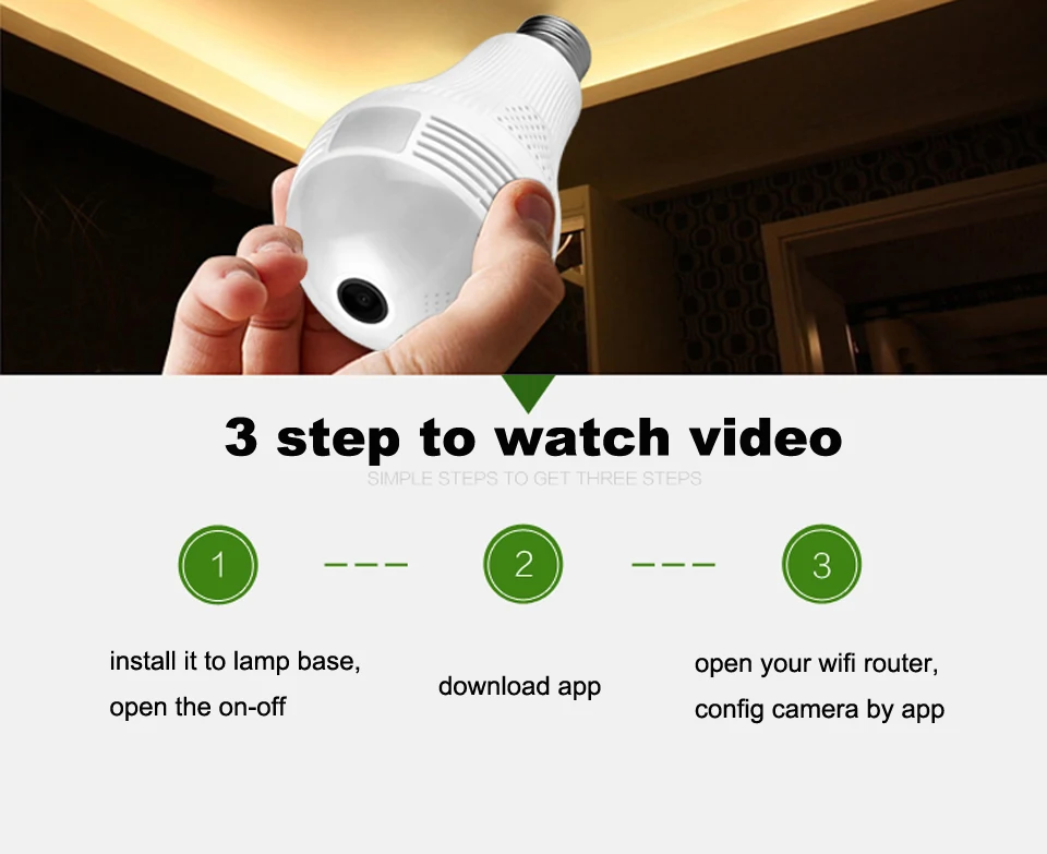 360 Panoramin умный дом безопасности Wifi 960 P VR камера светодиодный лампочка безопасности видеокамера с обнаружением движения CCTV поддержка ПК, планшета, телефона