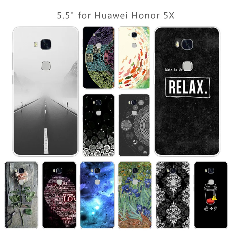 Soft Silicon Cases for Huawei Honor 5X Full Protector Marbles Back Cover For 5 X X5 GR5 Clear 5.5 inches Coque Funda |
