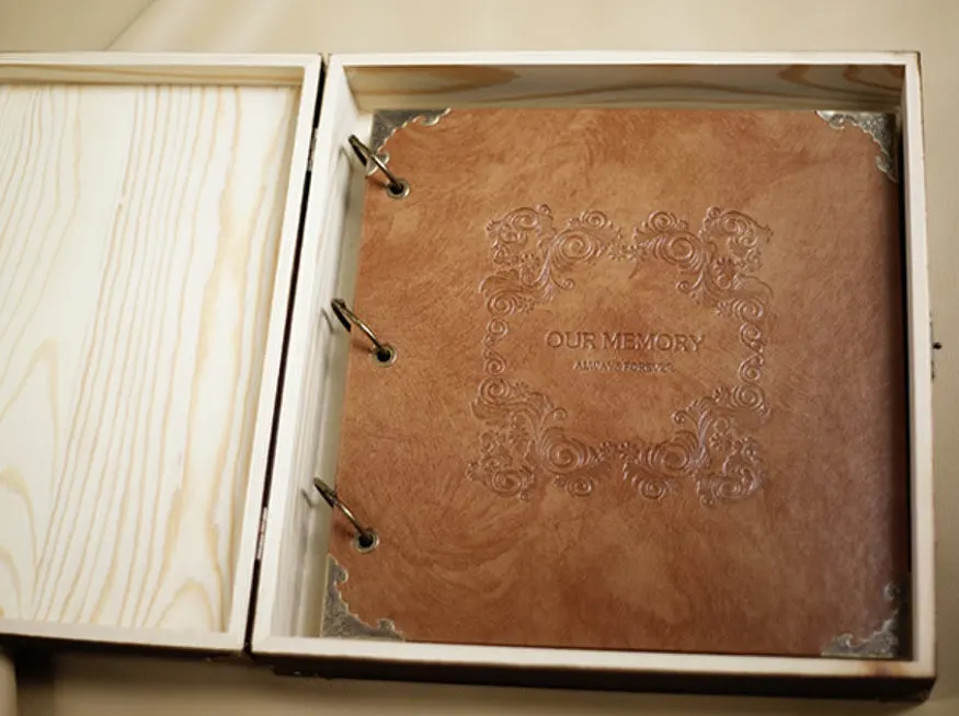 50 страниц портрет оленя персонализированный с монограммой Выгравированный кожаный фотоальбом, Свадебный Гость книга