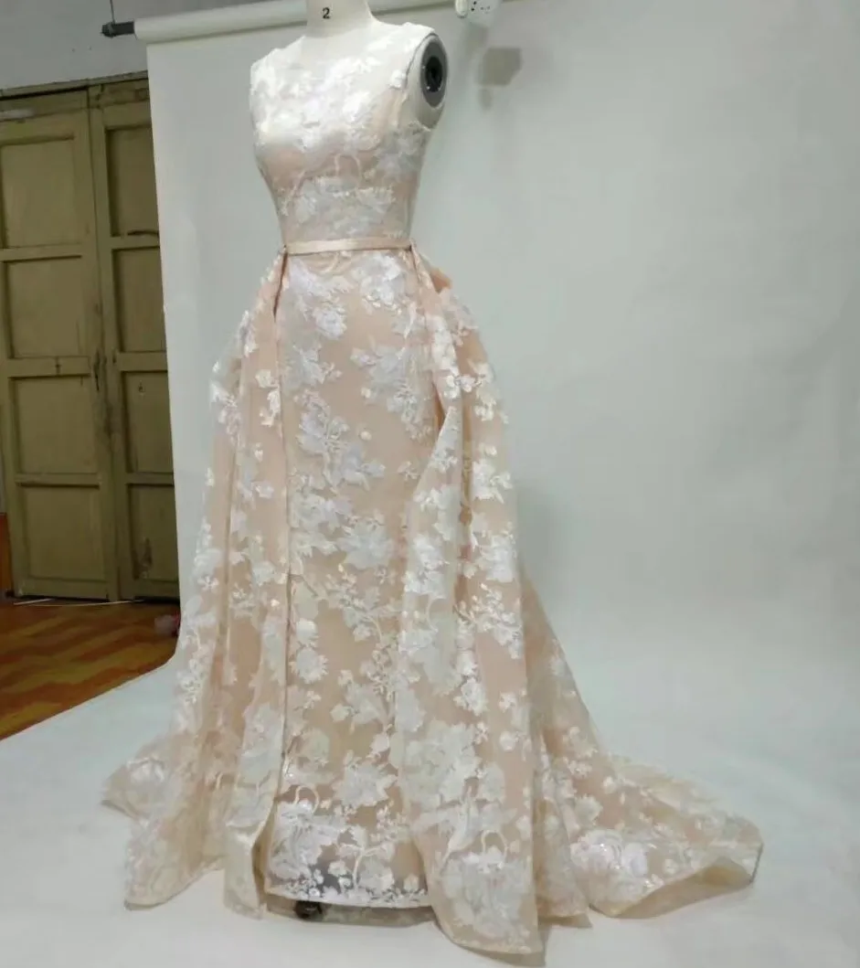 wedding dress sheath inside with outer train