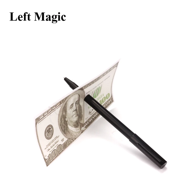 Magic Trick Pen Black Magician Toy Thru Bill Dollar Bill