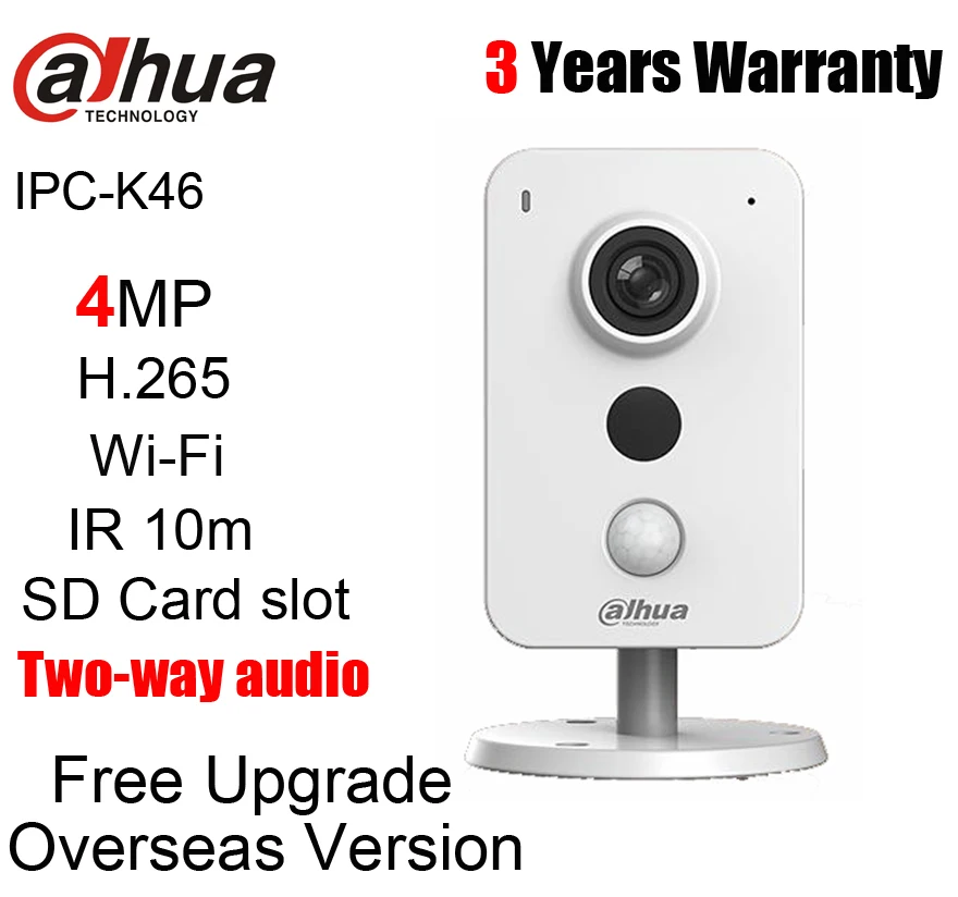 Dahua IPC-K46 Wifi 2K H.265 мини куб IP камера Встроенный микрофон и динамик IR 10 м двухсторонняя аудио IPC-K46 сетевая камера