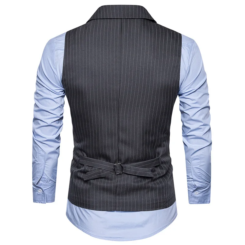 Мужская одежда Новинка Chalecos Para Hombre модный мужской костюм без рукавов в полоску жилет деловой Повседневный брендовый жилет для мужчин