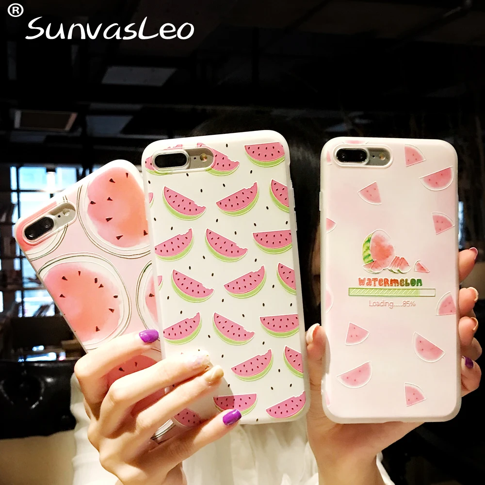 

For iPhone X 8 6s 7 Plus Cute Fruits Pattern Slim Relief Matte Soft Case Cover Phones Fundas