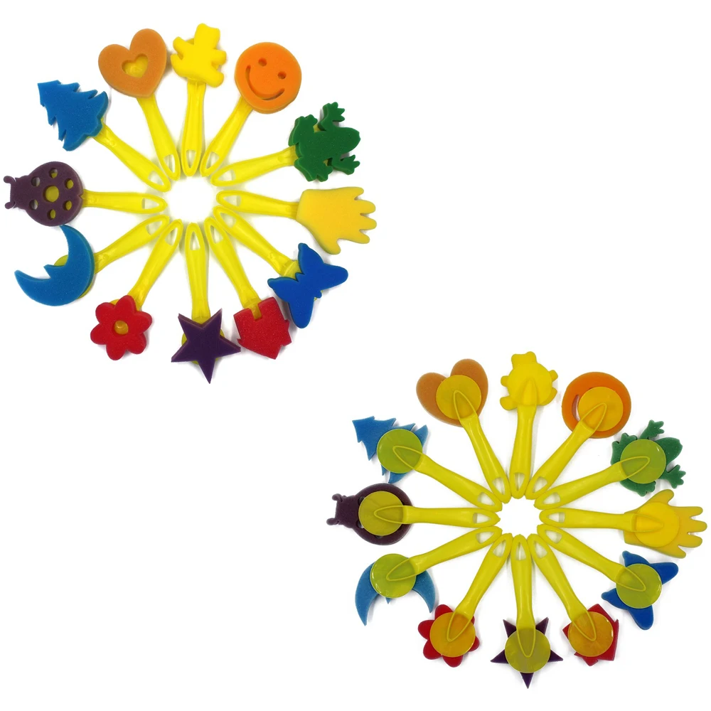 

XRHYY Set of 12 Artist Studio Sponge Painters Painting Shapes Create A Variety Of Colorful Artistic Effects With Reusable