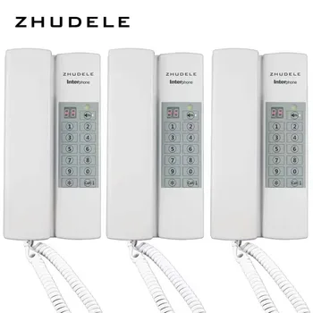 

ZHUDELE Top Quality Safe&Comfortable Home Interphone,3 handles audio intercom system w/t Broadcast/Group call,unlock (optional)